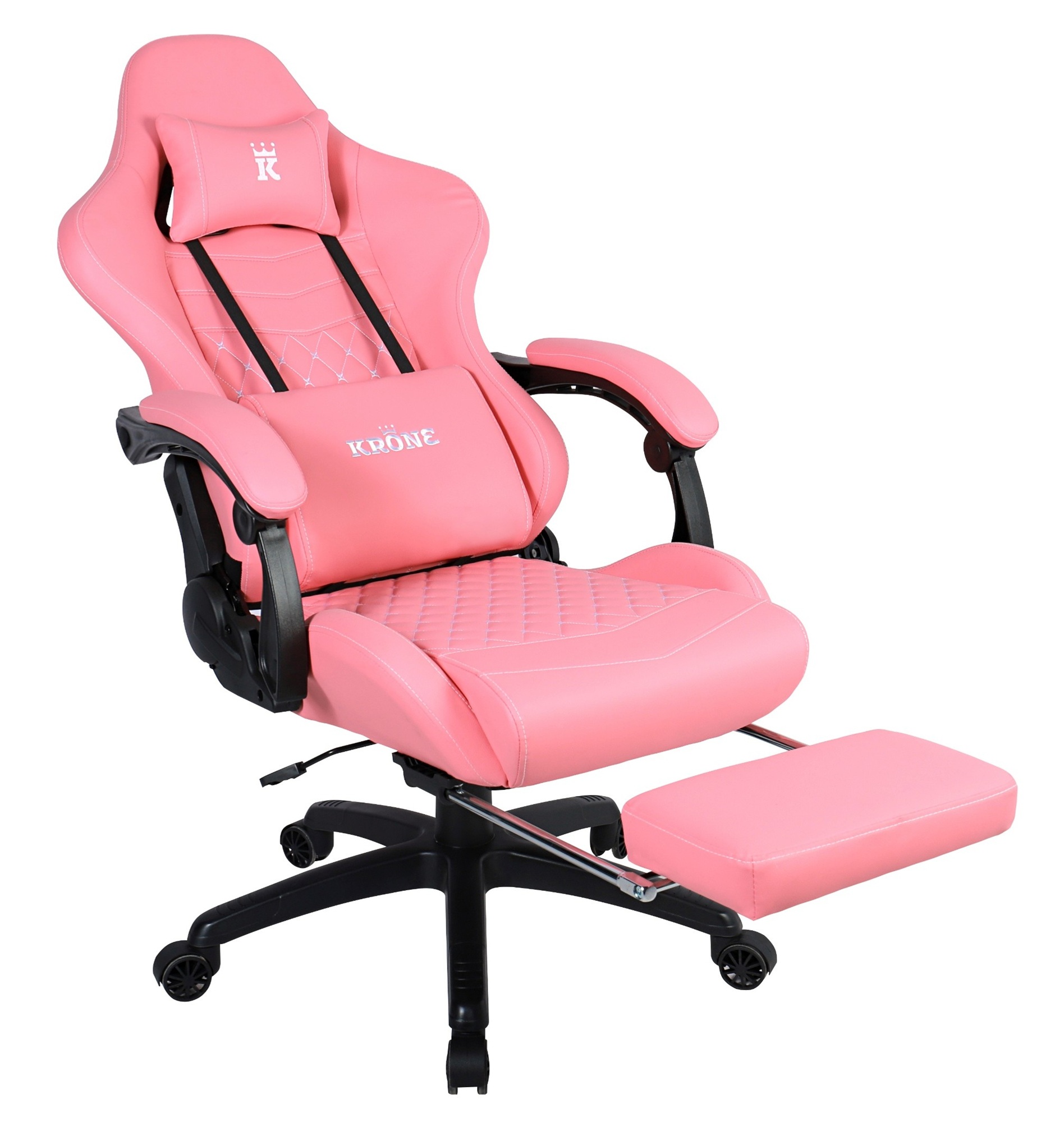 SILLA GAMER ESCRITORIO OFICINA KRONE XL MASAJEADOR Y APOYAPIES - ROSA - 6