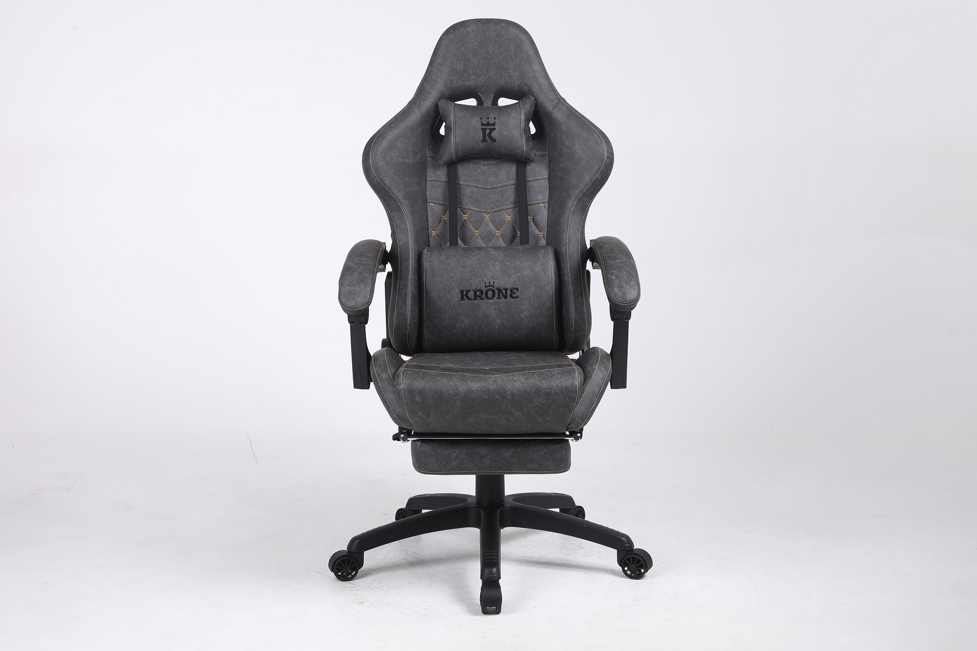 SILLA GAMER OFICINA KRONE XL + MASAJEADOR LUMBAR + APOYAPIÉS - GRAFITO - 2