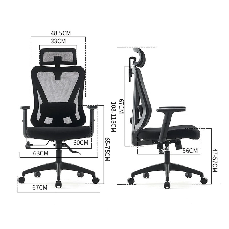 SILLA ESCRITORIO EJECUTIVA ERGONOMICA KRONE ORION - NEGRA - 6