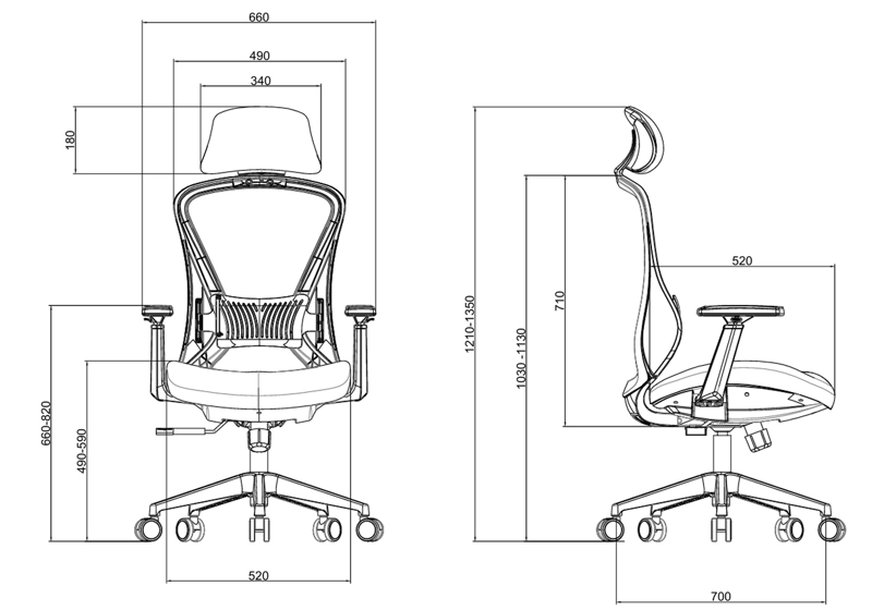 SILLA ESCRITORIO OFICINA KRONE ERGONOMICA CURVA HERA - 8