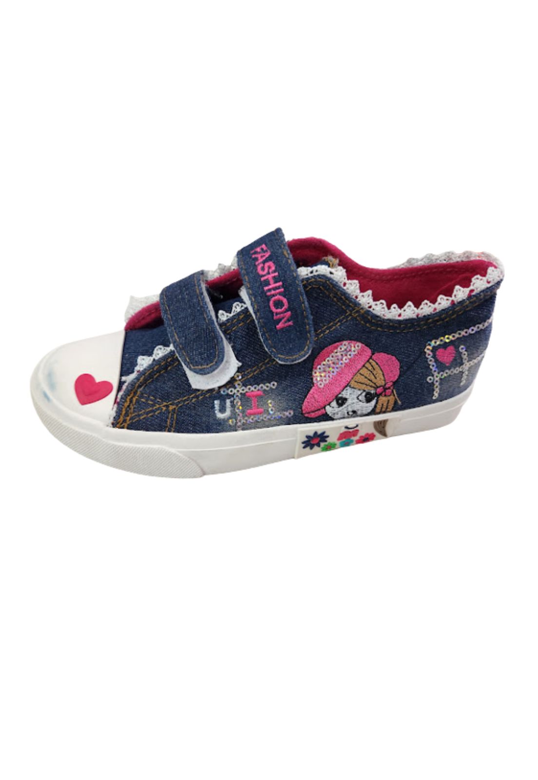 ZAPATILLAS NIÑA VINNYS OUTLET CASUALES AZUL VELCRO - 1