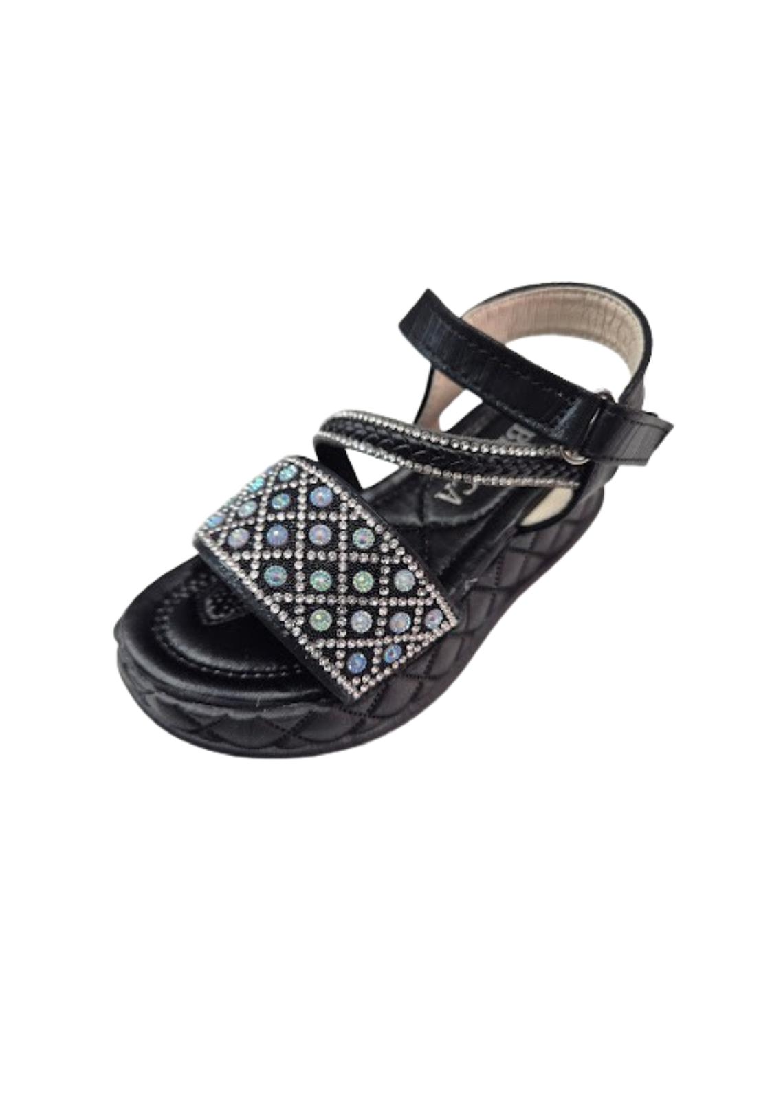 SANDALIA NIÑA VINNYS OUTLET NEGRO BRILLANTE - 1