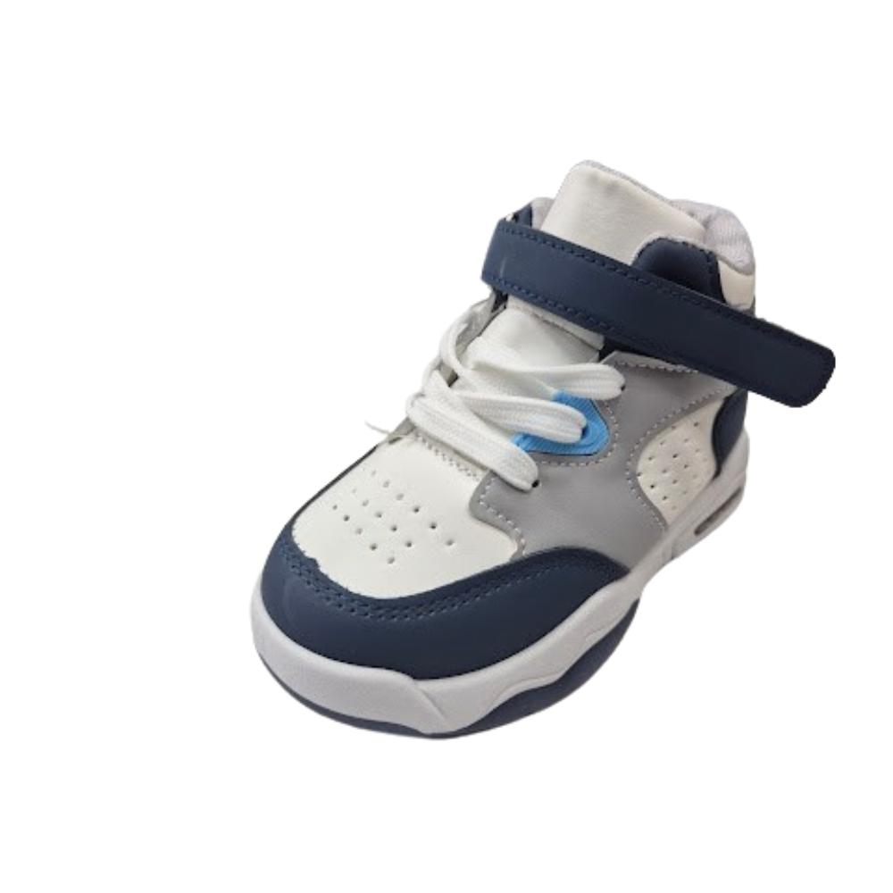 ZAPATILLA URBANA NIÑO CON CAÑA BLANCO AZUL - 1