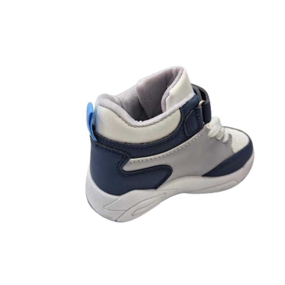ZAPATILLA URBANA NIÑO CON CAÑA BLANCO AZUL - 2