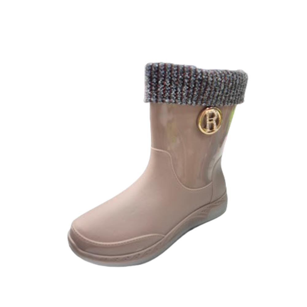 BOTA DE AGUA MUJER BRILLANTE BEIGE - 1
