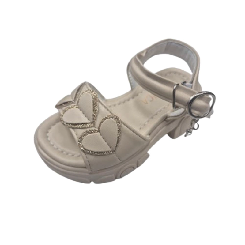 SANDALIA BRILLANTE NIÑA BEIGE - 1
