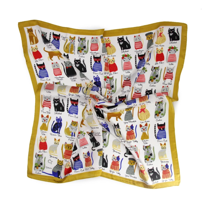 PAÑUELO SEDA CORTO GATITOS 70X70 CM - 2
