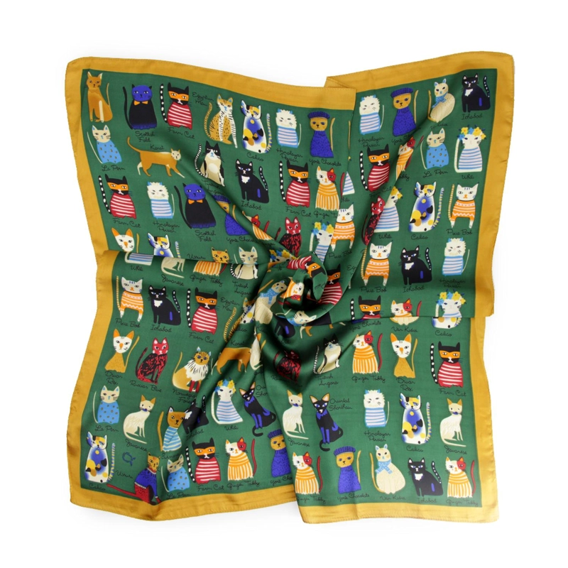 PAÑUELO SEDA CORTO GATITOS 70X70 CM - 2