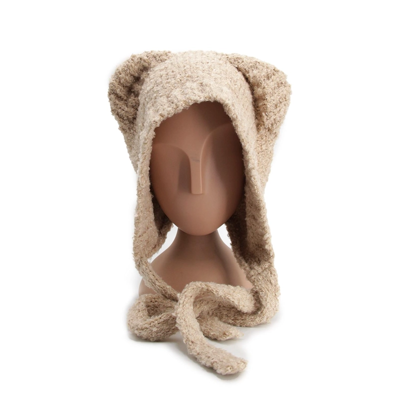 GORRO INVIERNO PELUDO CON OREJAS TIPO OSO ABRIGADO SUAVE - 1