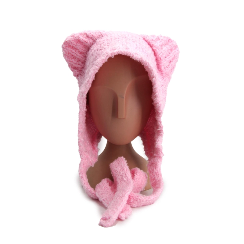 GORRO INVIERNO PELUDO CON OREJAS TIPO OSO ABRIGADO SUAVE - 1