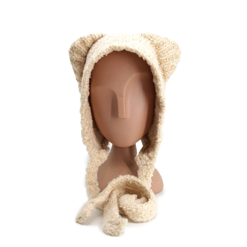 GORRO INVIERNO PELUDO CON OREJAS TIPO OSO ABRIGADO SUAVE - 1