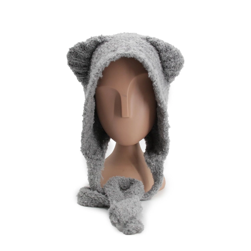 GORRO INVIERNO PELUDO CON OREJAS TIPO OSO ABRIGADO SUAVE - 1