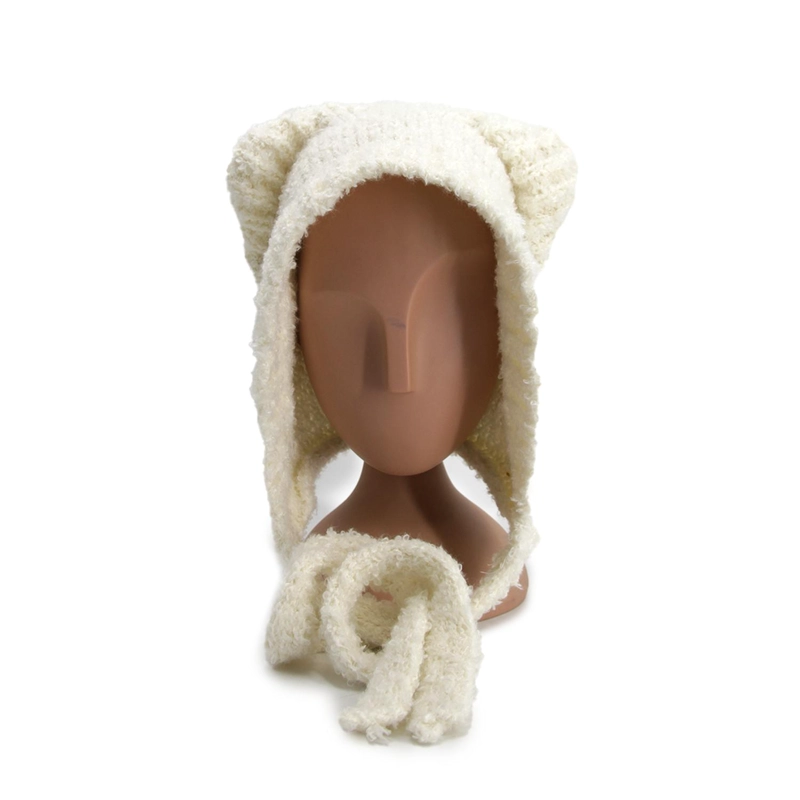GORRO INVIERNO PELUDO CON OREJAS TIPO OSO ABRIGADO SUAVE - 1