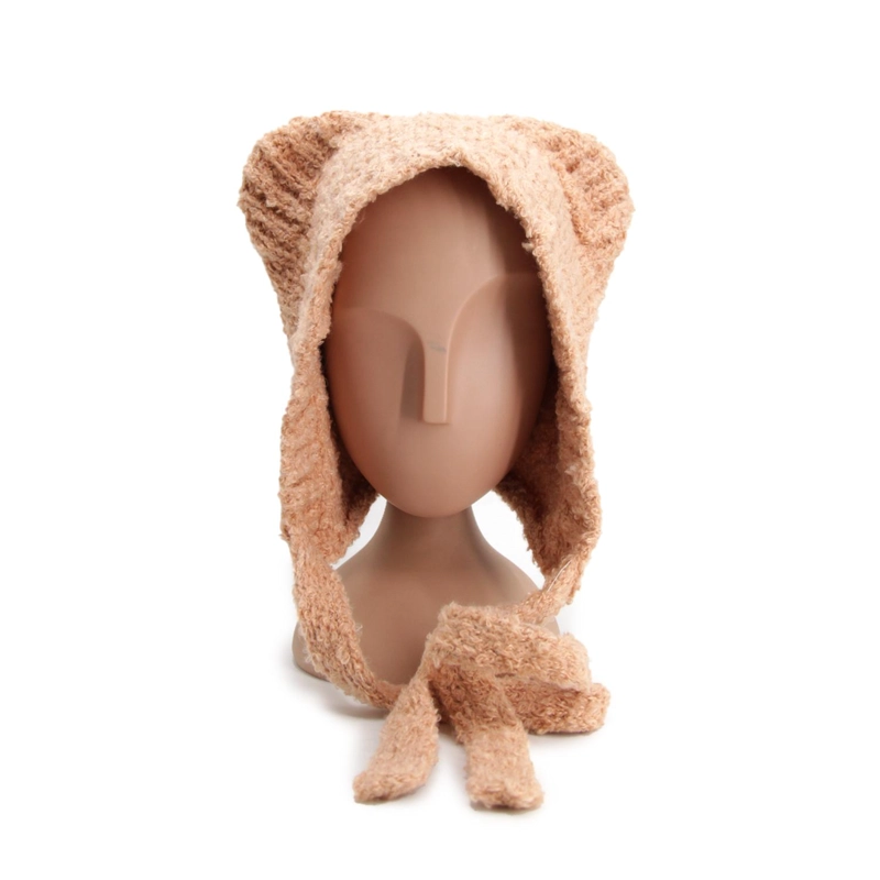 GORRO INVIERNO PELUDO CON OREJAS TIPO OSO ABRIGADO SUAVE - 1
