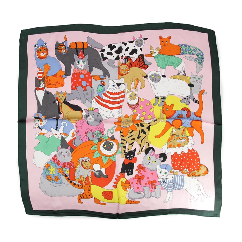 PAÑUELO PARA MUJER GATITOS CORTO 70X70 216 - 2