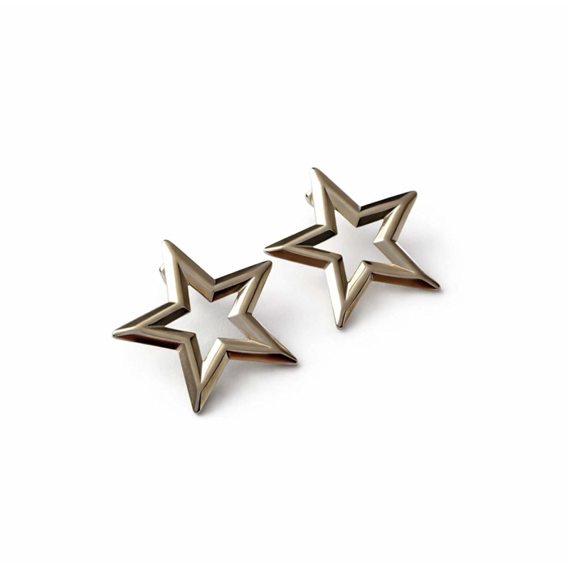 AROS ZARCILLOS ARETES DE ACERO INOXIDABLE DE ESTRELLA MUJER TAMAÑO 1 - 1