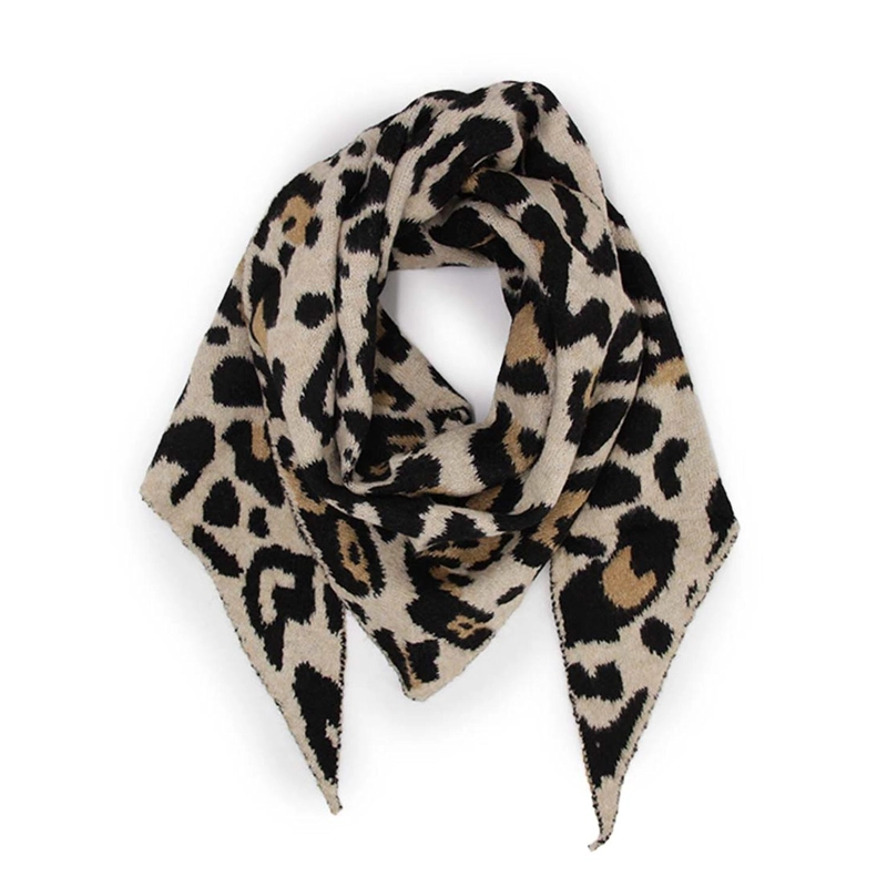 BUFANDA / CHAL TRIANGULAR MUJER TEJIDA ANIMAL PRINT INVIERNO - 1
