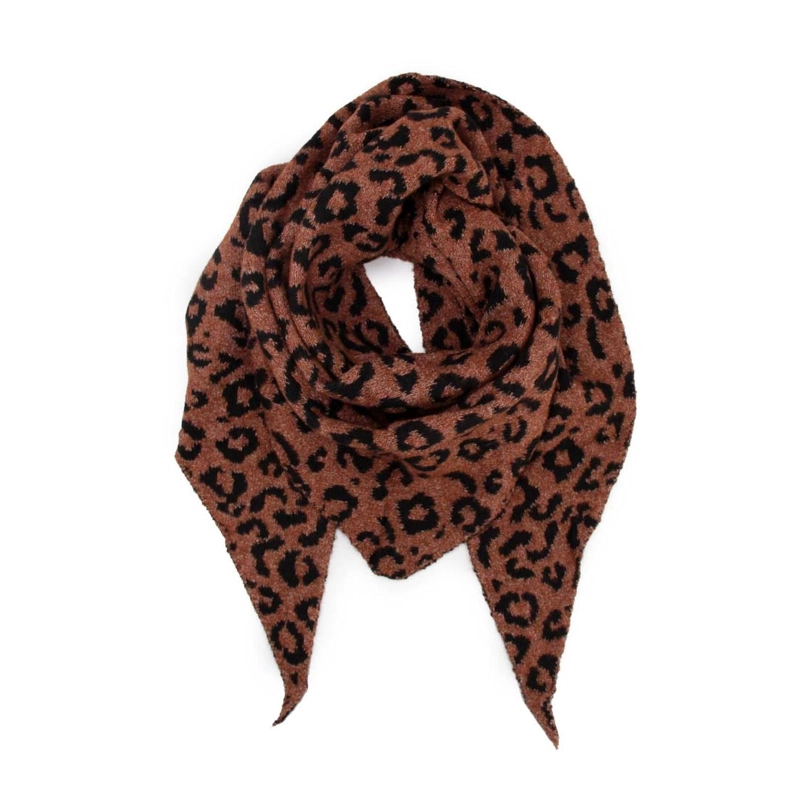 BUFANDA / CHAL TRIANGULAR REVERSIBLE TEJIDA ANIMAL PRINT - 3