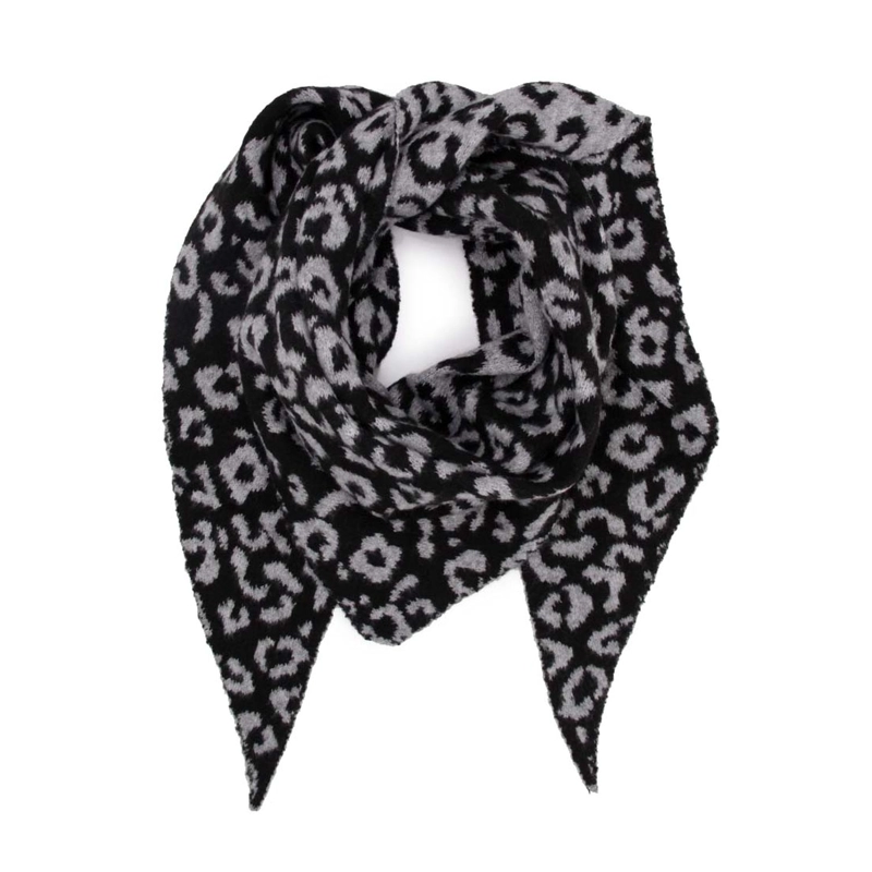 BUFANDA / CHAL TRIANGULAR REVERSIBLE TEJIDA ANIMAL PRINT - 3