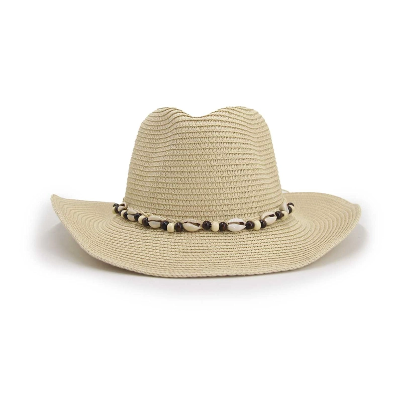 SOMBRERO VAQUERO COWBOY RAFIA CINTA CONCHITAS DE MAR - PLAYA- PLAYA-FESTIVALES-MODA - 1