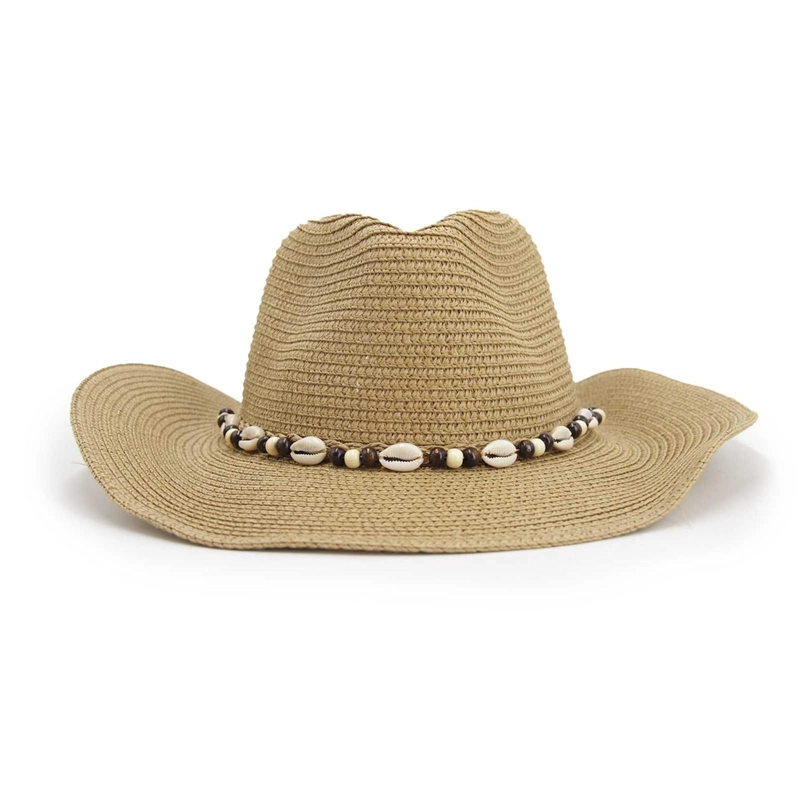 SOMBRERO VAQUERO COWBOY RAFIA CINTA CONCHITAS DE MAR - PLAYA- PLAYA-FESTIVALES-MODA - 1