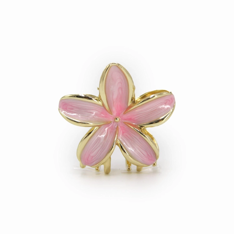 PINZA TRABA PARA CABELLO FLOR MINI HAWAIANA METALICA LISA - 1