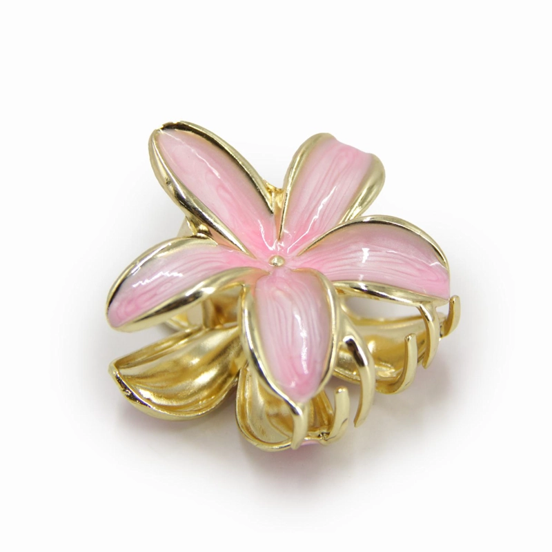 PINZA TRABA PARA CABELLO FLOR MINI HAWAIANA METALICA LISA - 3