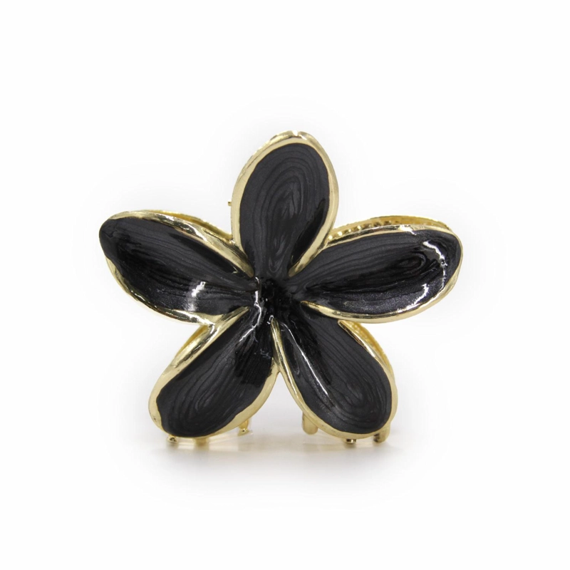 PINZA TRABA PARA CABELLO FLOR HAWAIANA METALICA LISA - 1