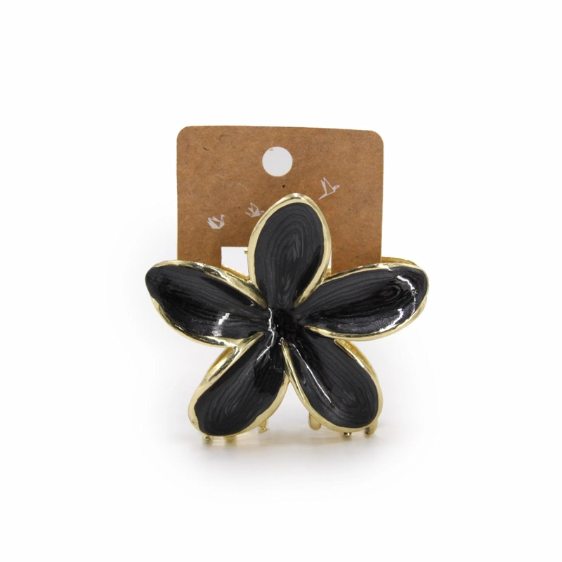 PINZA TRABA PARA CABELLO FLOR HAWAIANA METALICA LISA - 2