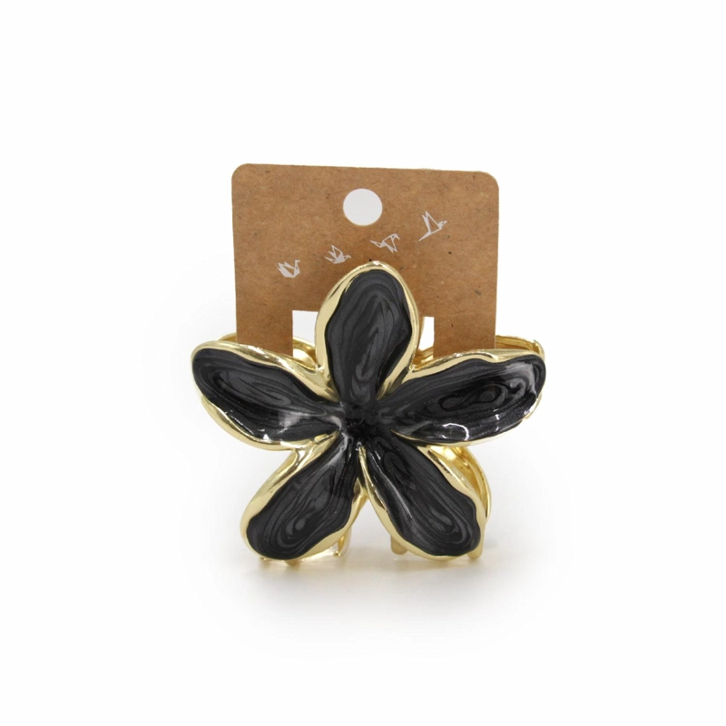 PINZA TRABA PARA CABELLO FLOR HAWAIANA METALICA - 1