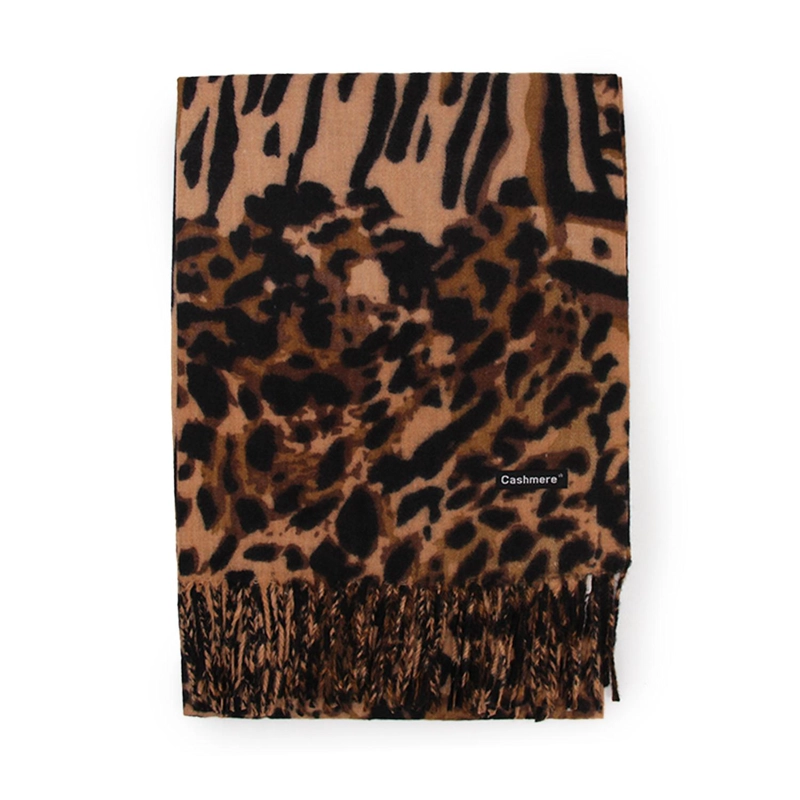 BUFANDA TIPO CASHMERE ESTAMPADA MUJER CON FLECOS INVIERNO - 1