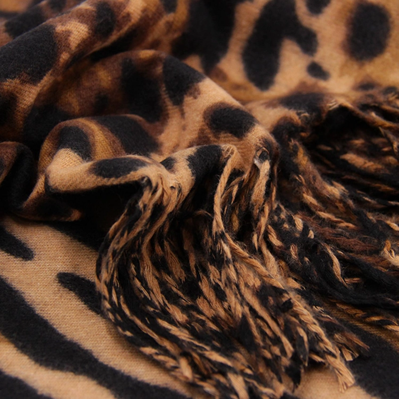 BUFANDA TIPO CASHMERE ESTAMPADA MUJER CON FLECOS INVIERNO - 3