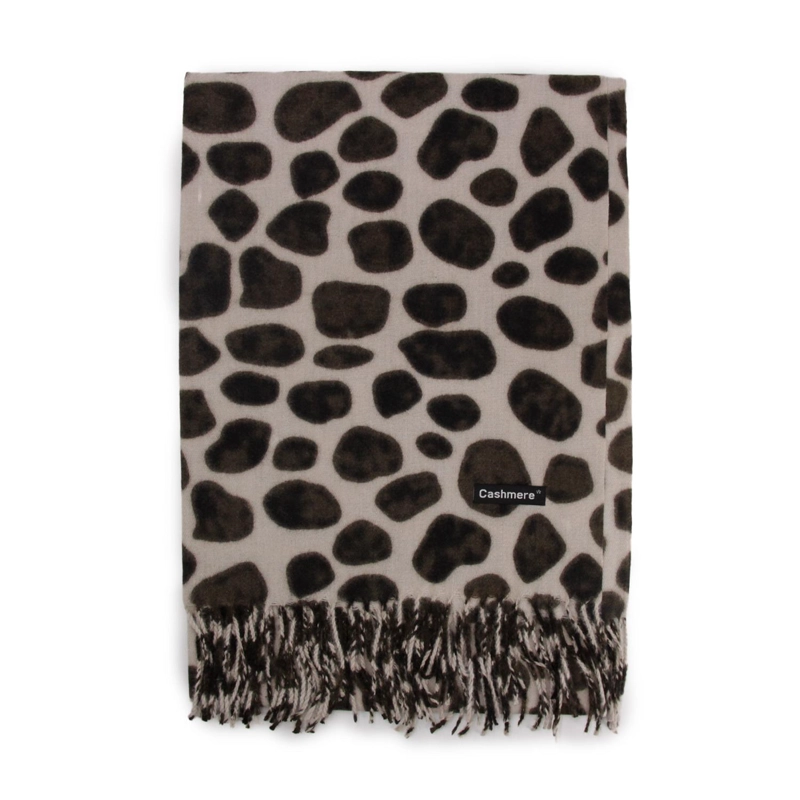 BUFANDA TIPO CASHMERE ESTAMPADO VACA MUJER CON FLECOS INVIERNO - 1