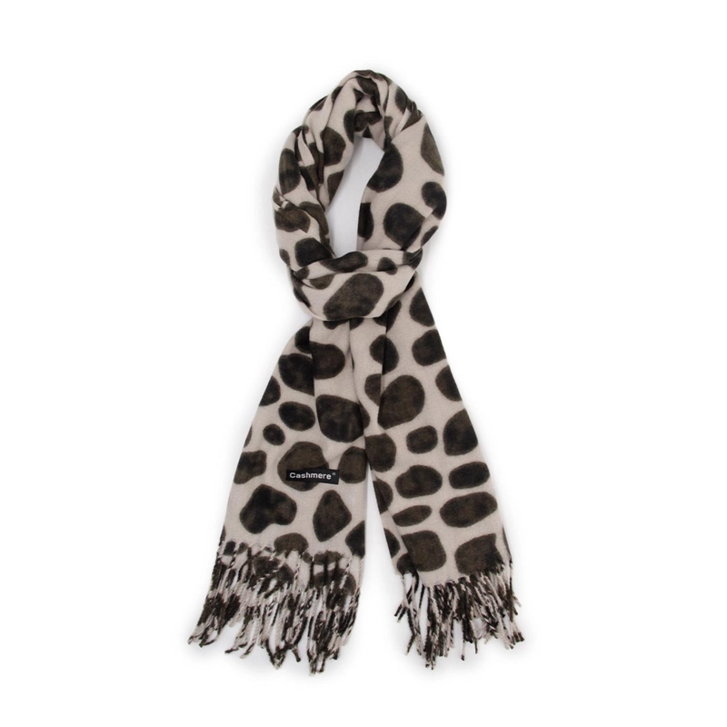 BUFANDA TIPO CASHMERE ESTAMPADO VACA MUJER CON FLECOS INVIERNO - 2