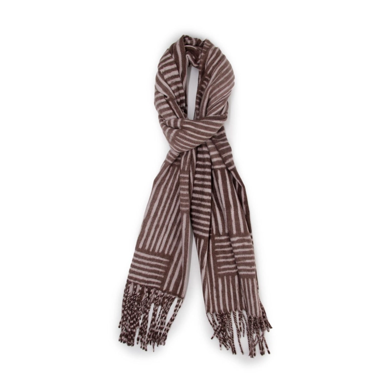 BUFANDA TIPO CASHMERE ESTAMPADO RAYAS MUJER CON FLECOS INVIERNO - 2