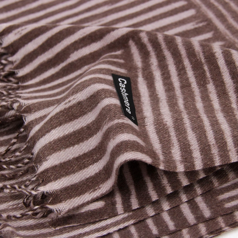 BUFANDA TIPO CASHMERE ESTAMPADO RAYAS MUJER CON FLECOS INVIERNO - 3