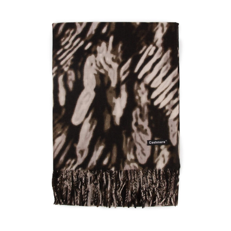 BUFANDA TIPO CASHMERE ESTAMPADA MUJER CON FLECOS INVIERNO - 1