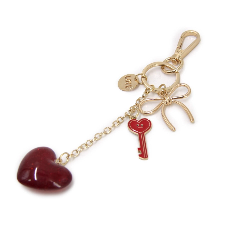 LLAVERO CHARM COLGANTE CORAZON Y LLAVE METAL ACCESORIO CARTERA - 4