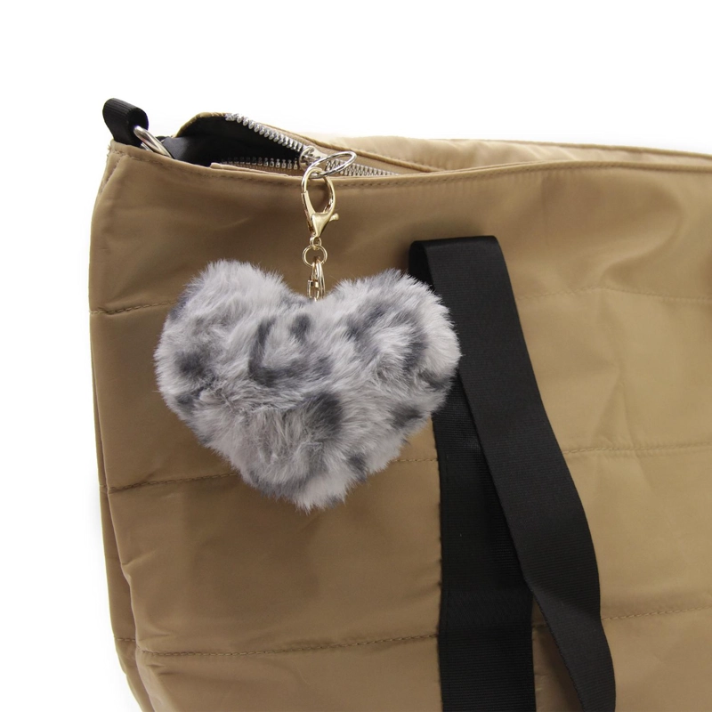 LLAVERO CHARM CORAZON PELUDO ANIMAL PRINT PARA BOLSO 13CM - 1