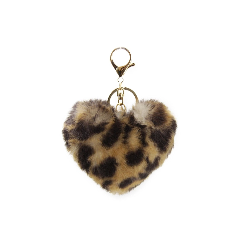 LLAVERO CHARM CORAZON PELUDO ANIMAL PRINT PARA BOLSO 13CM - 2
