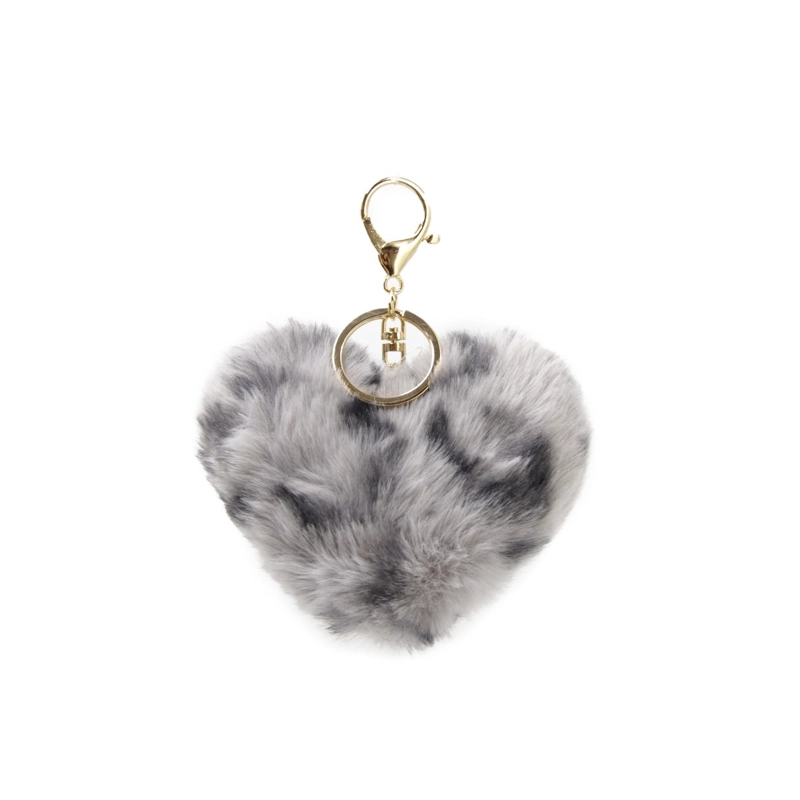 LLAVERO CHARM CORAZON PELUDO ANIMAL PRINT PARA BOLSO 13CM - 2