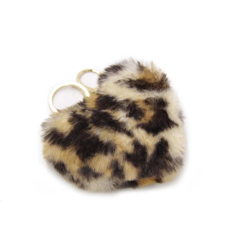 LLAVERO CHARM CORAZON PELUDO ANIMAL PRINT PARA BOLSO 13CM - 3