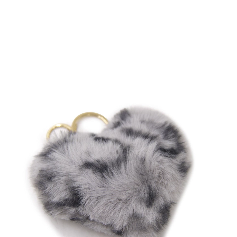 LLAVERO CHARM CORAZON PELUDO ANIMAL PRINT PARA BOLSO 13CM - 3
