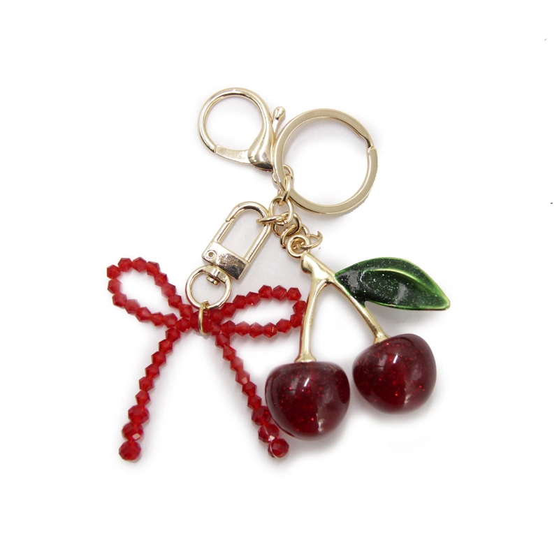 LLAVERO CHARM COLGANTE CHERRY CON LAZO PARA BOLSO MOCHILA - 3