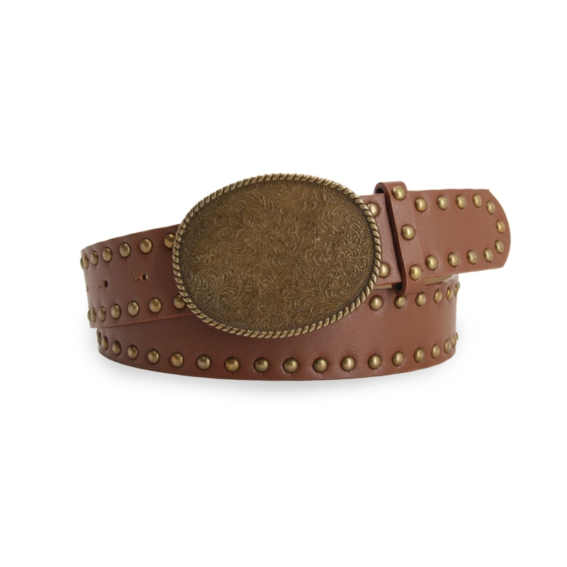 CINTURON DE MUJER BOHO HEBILLA GRABADA CON TACHAS - 1