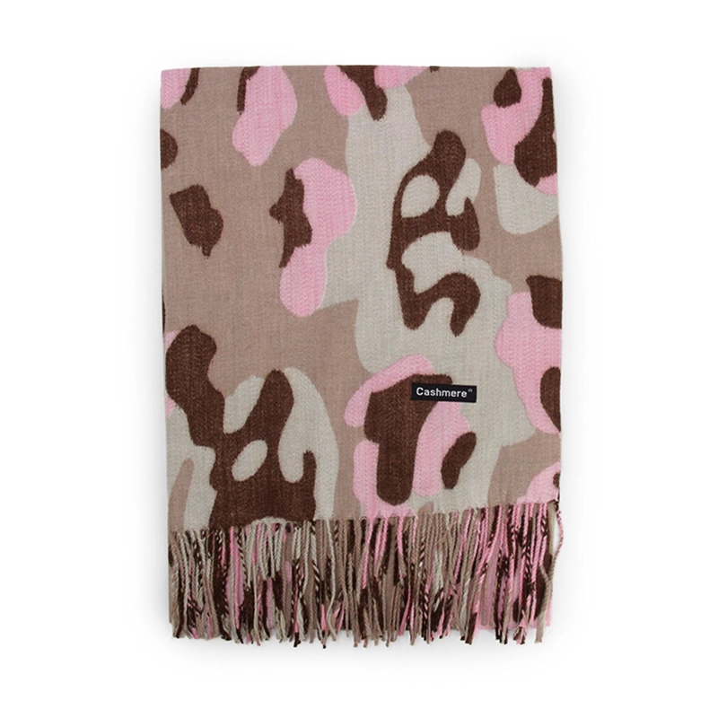 BUFANDA ANIMAL PRINT COLORES TIPO CASHMERE SUAVE CON FLECOS - 1