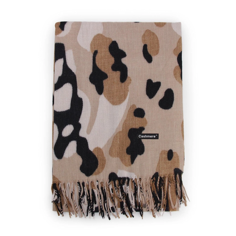 BUFANDA ANIMAL PRINT COLORES TIPO CASHMERE SUAVE CON FLECOS - 1