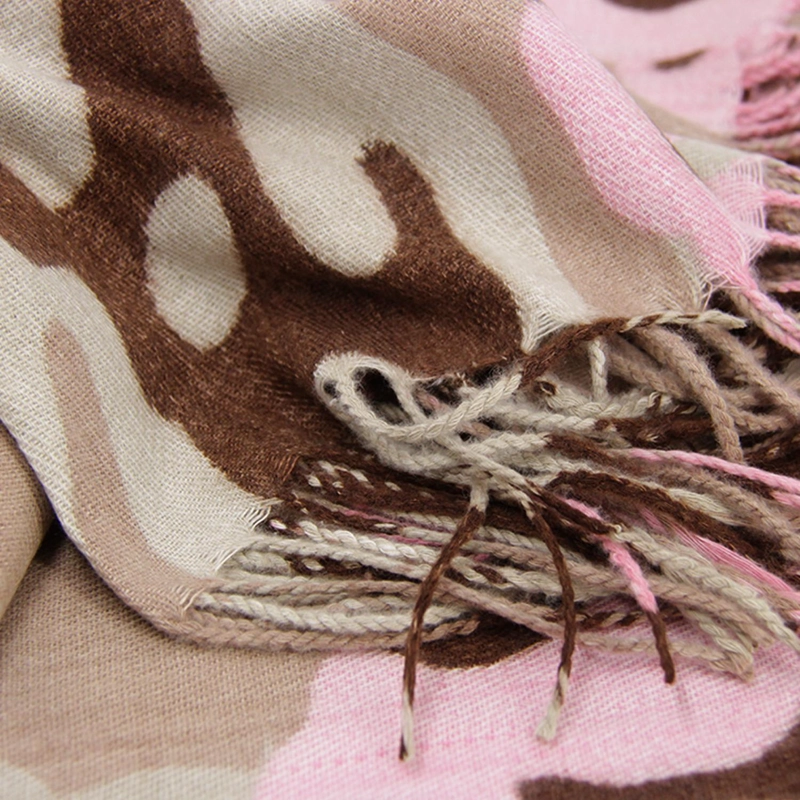 BUFANDA ANIMAL PRINT COLORES TIPO CASHMERE SUAVE CON FLECOS - 4