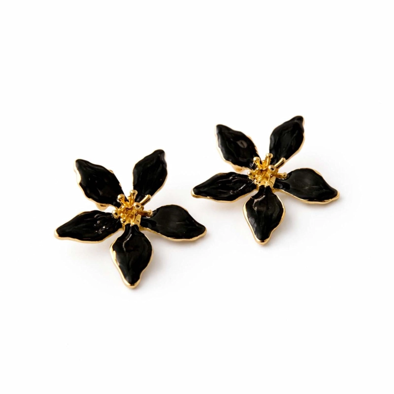 AROS COLGANTE 002 CORTO DE FLOR ARETES DE ACERO INOXIDABLE MUJER TAMAÑO TALLA UNICA - 1