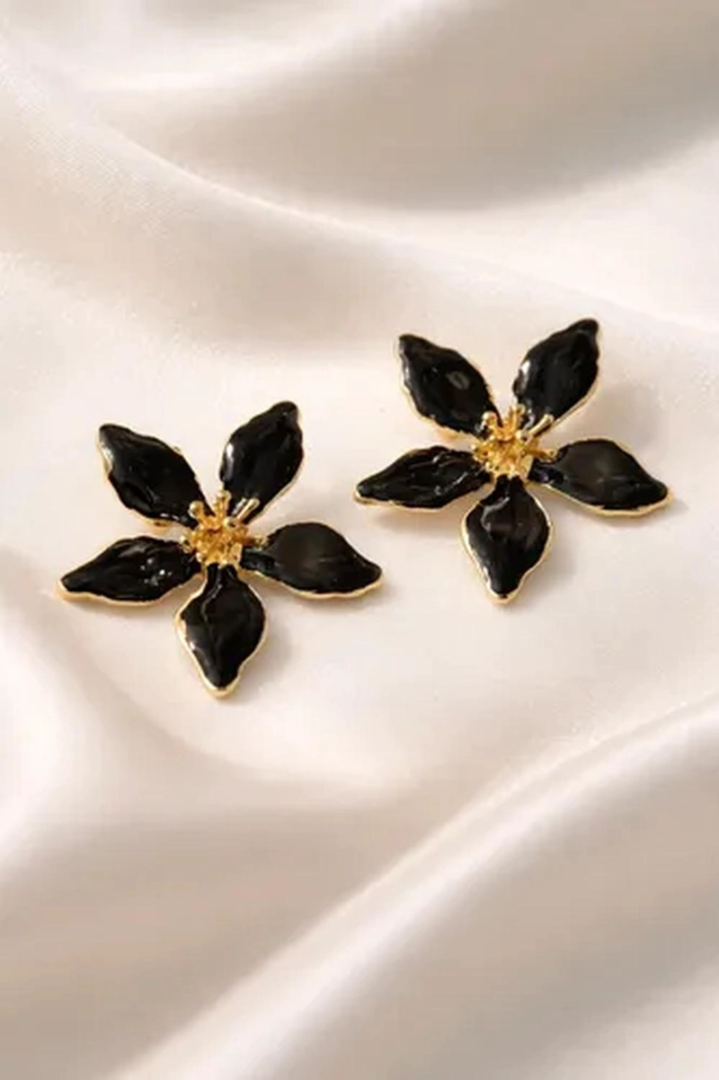AROS COLGANTE 002 CORTO DE FLOR ARETES DE ACERO INOXIDABLE MUJER TAMAÑO TALLA UNICA - 3